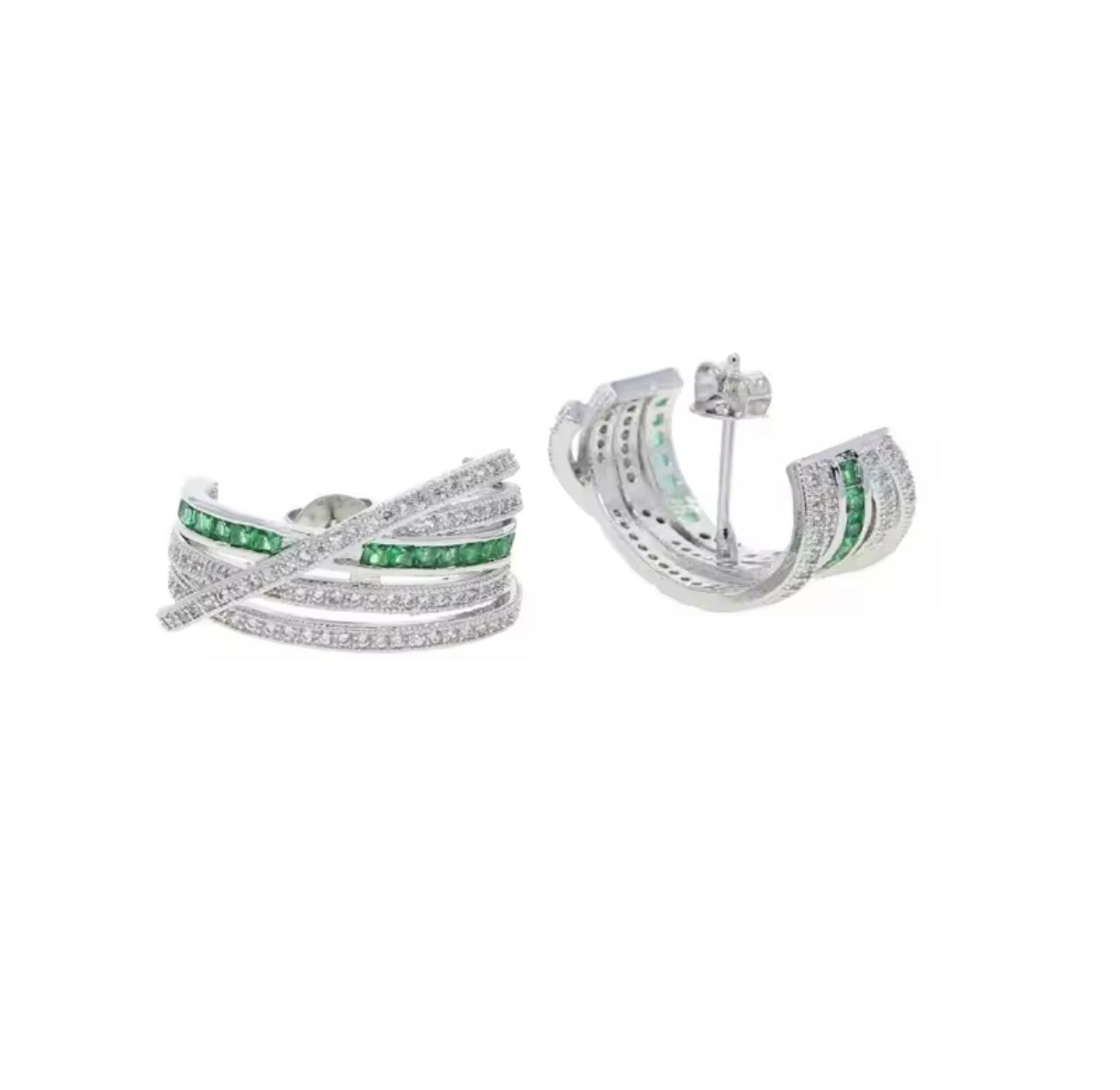 Emerald twirl earrings