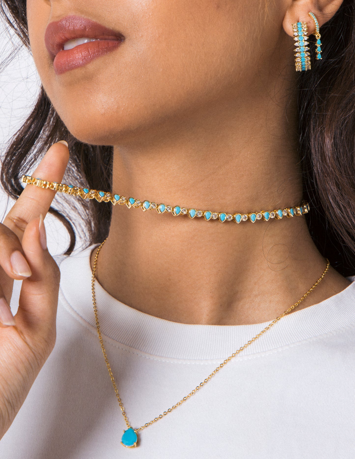 AZUR teardrop tennis necklace