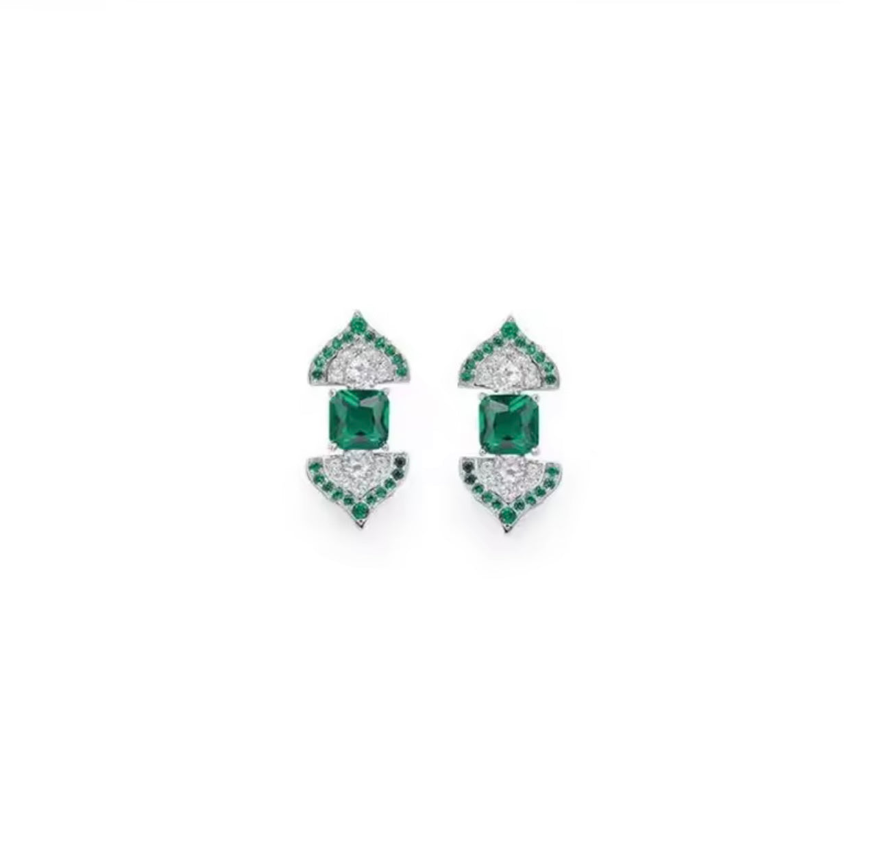 Triangle emerald earrings