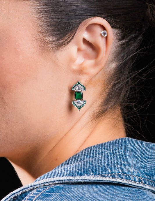 Triangle emerald earrings