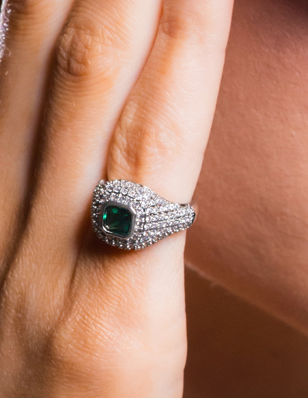 Emerald pinky ring