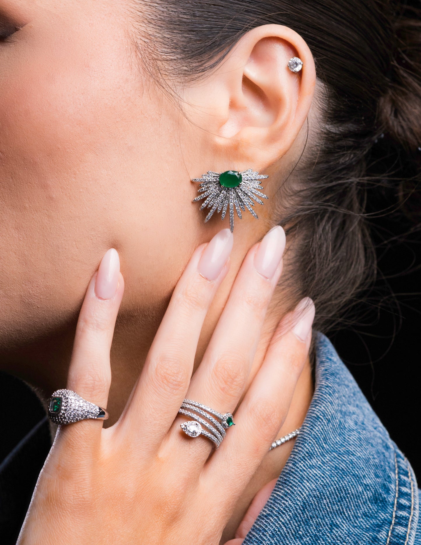 Emerald spark earrings