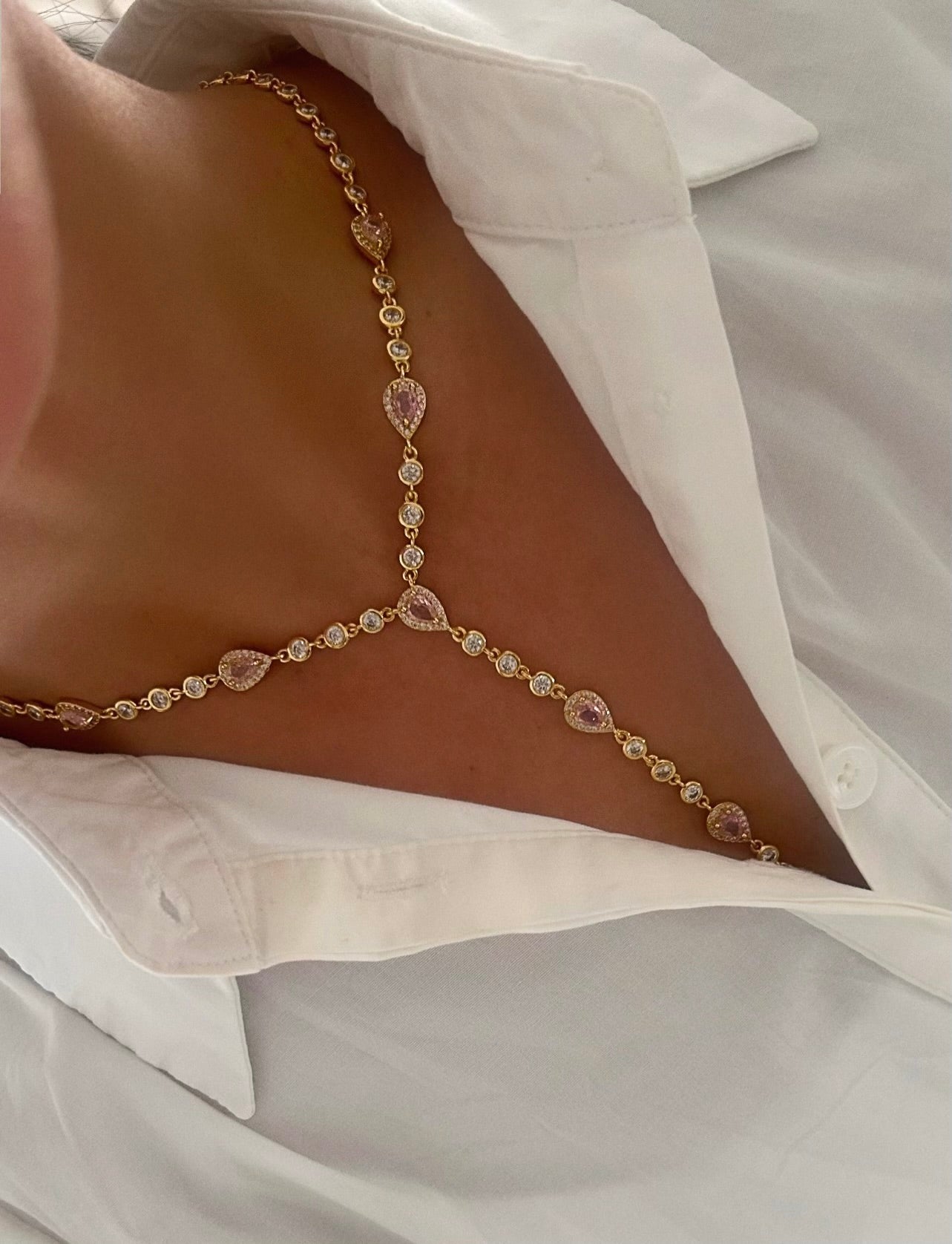 SAHARA lariat necklace in blush pink