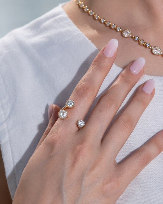 TRINITY stone ring in gold